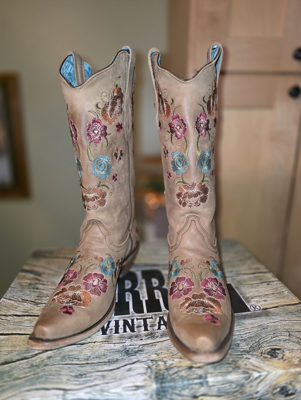 Corral C2685 Embroidered Taupe Floral Women’s Cowboy Boots